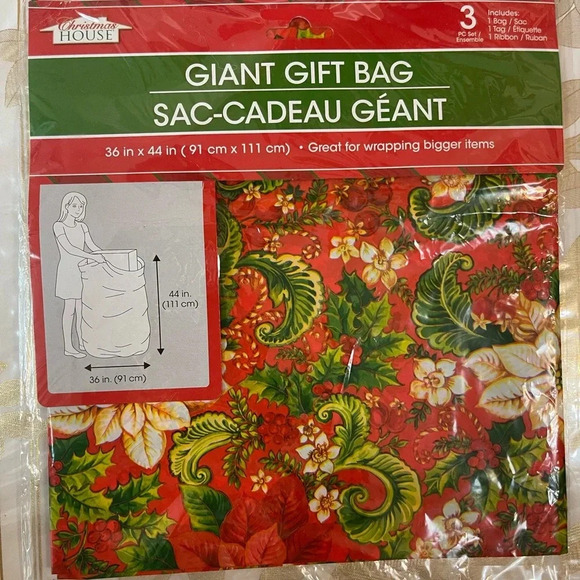 Set of 2 Christmas Gift Bag Jumbo
Plastic 36" X 44" Merry Christmas - 3 pcs - Picture 3 of 4